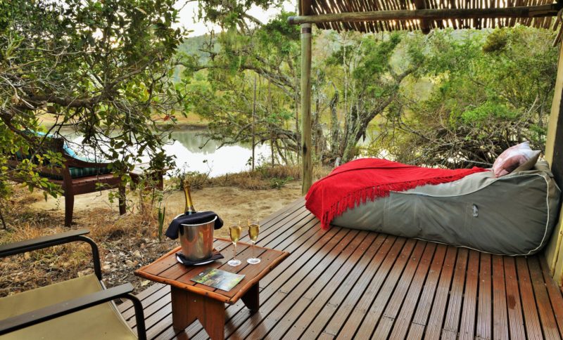 South Africa - Eastern Private Game Reserves - Sibuya Forest Camp - Tent deck
