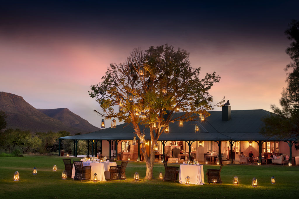 South Africa - Eastern Private Game Reserves - Karoo Lodge at Samara - Lawn dinner with lanterns
