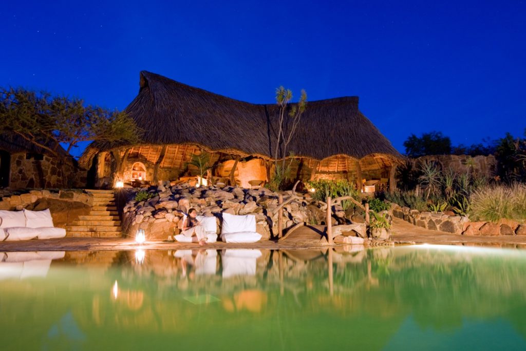 Kenya - Loisaba Conservancy - 12890 - Ol Malo House Pool at night