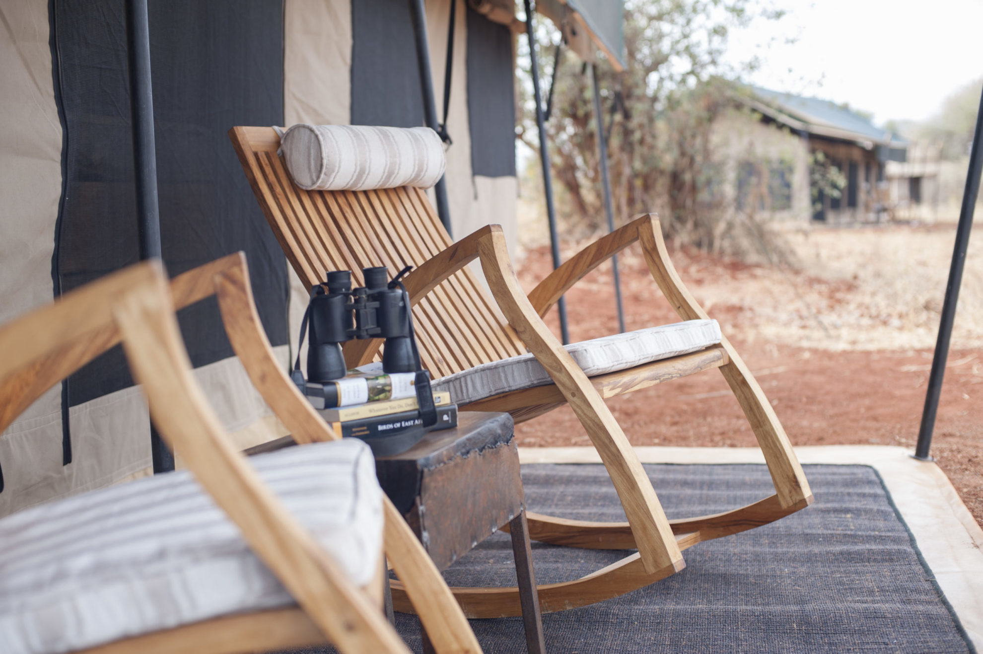 Tanzania - Tarangire National Park - 1568 - Kichuguu Camp Decking with Binoculars
