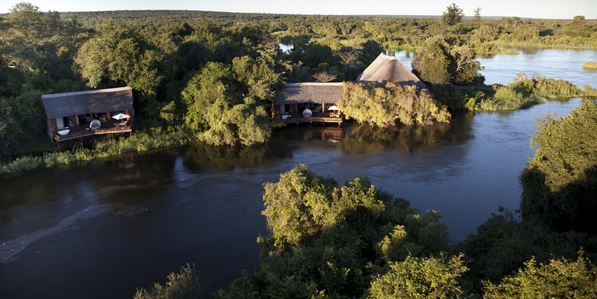Zambia - Livingston - 1564 - Royal Chundu Zambezi Island Lodge aerial