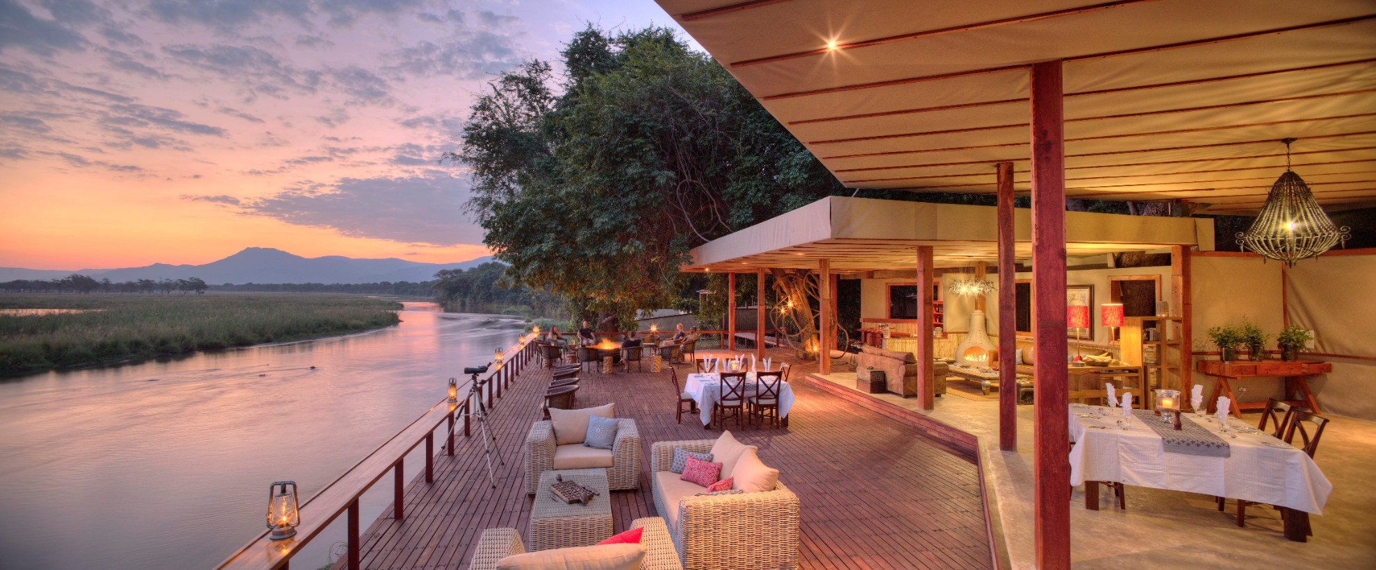 Sausage Tree Camp Lower Zambezi Zambia Dining by the river