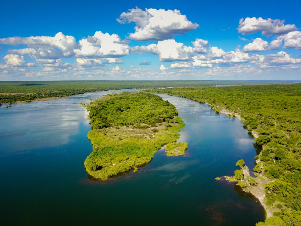 Tsowa Safari Island Victoria Falls Zimbabwe Island from above