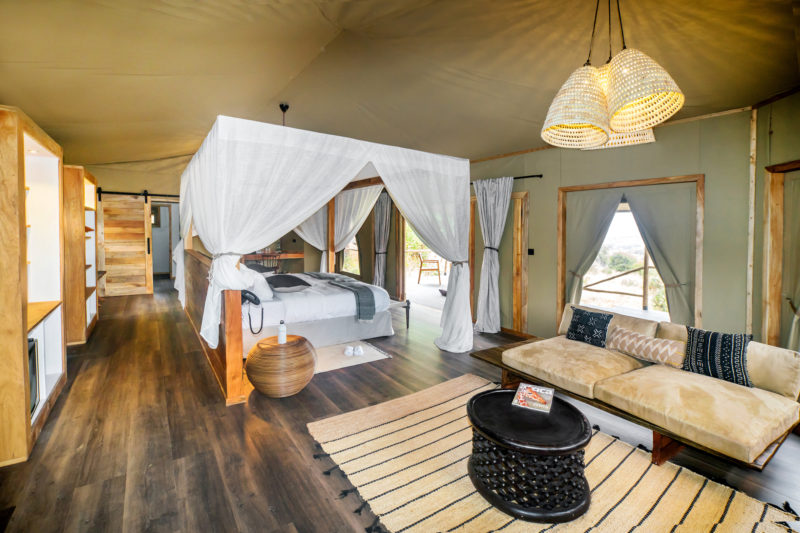 Tanzania - 17467 - Tarangire National Park - Lemala Mpingo Ridge - Tented Luxury Room - Four poster bed and seating area