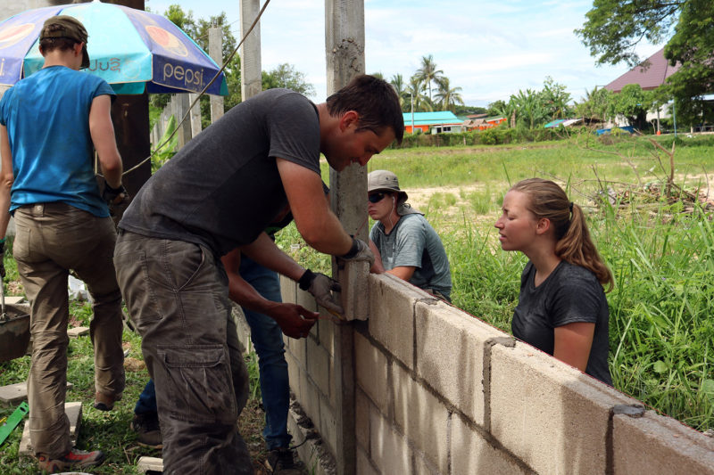 Building School Wall in Laos